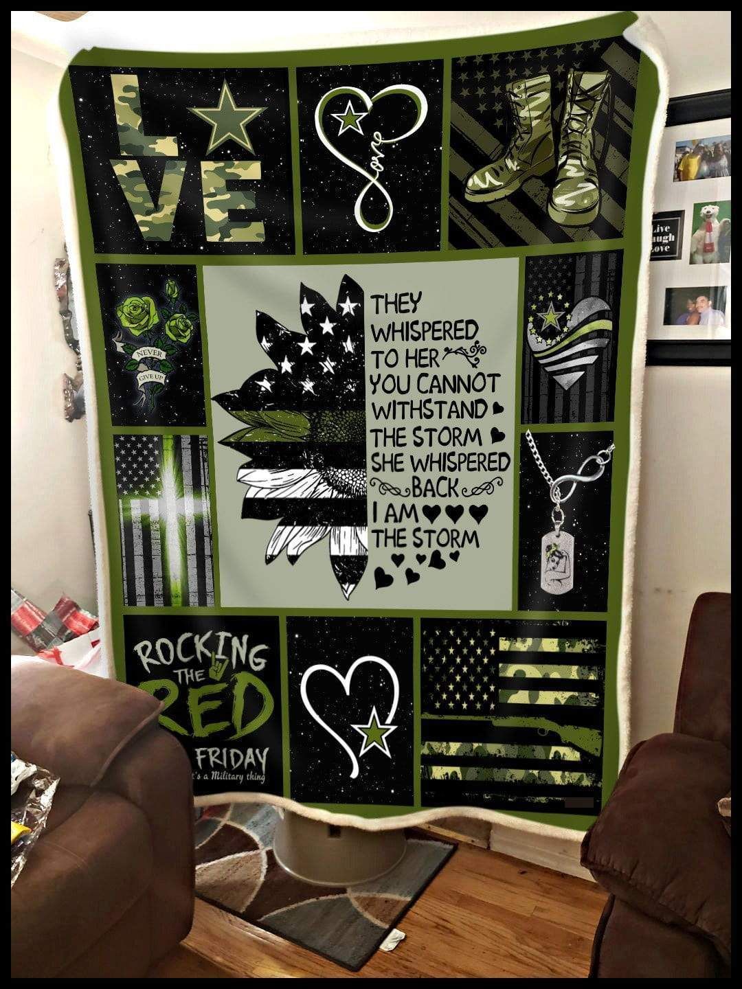 Military Blanket Gift For Woman She Whispered Back I’m The Storm