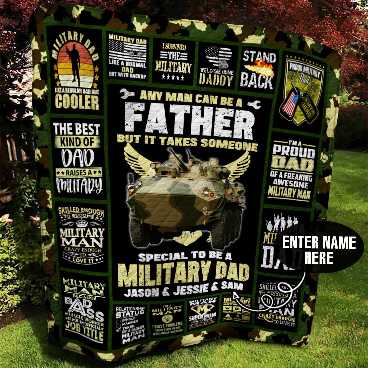 Military Dad Personalized Quilt Blanket BBB090611SM
