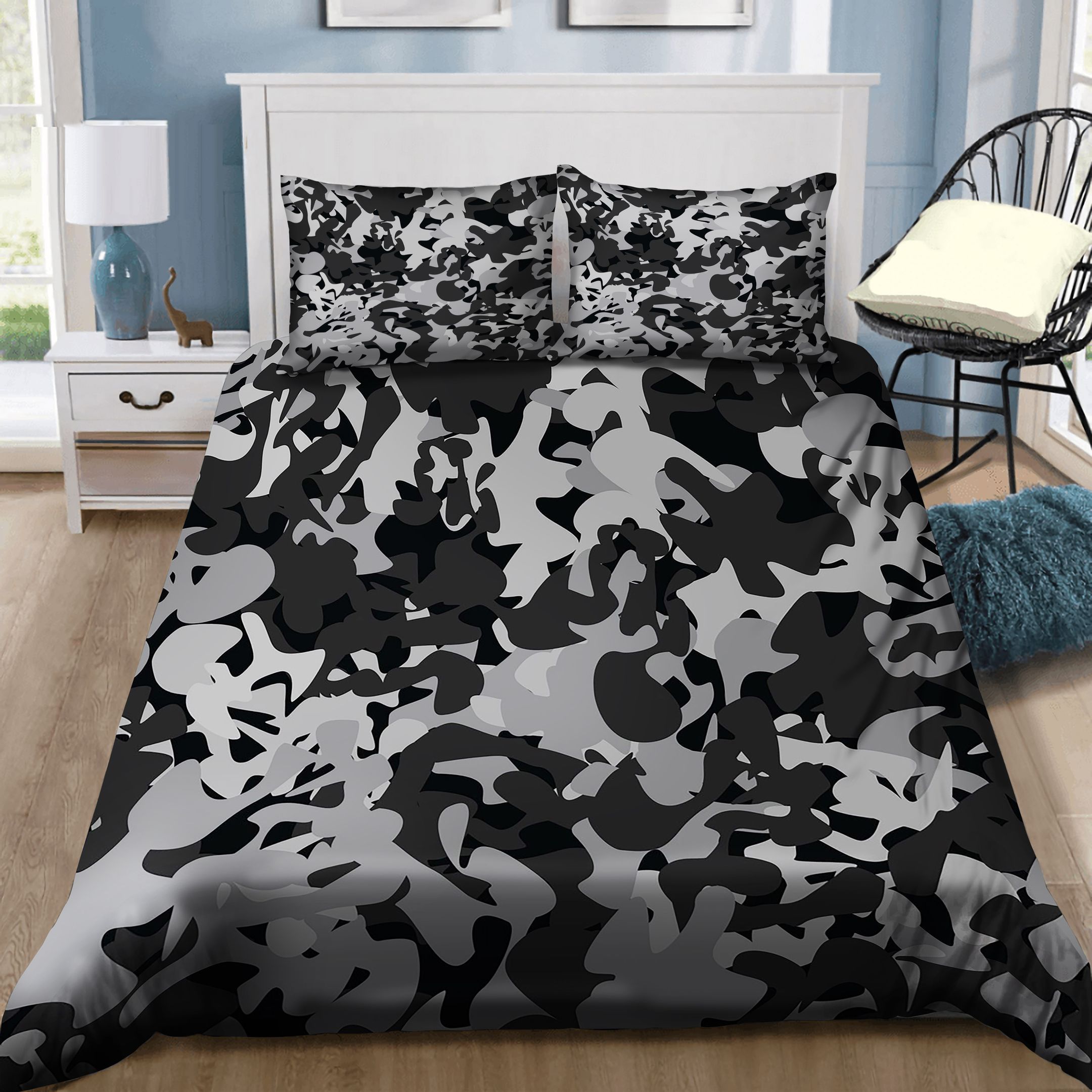 Military Grey Camouflage Bedding Set