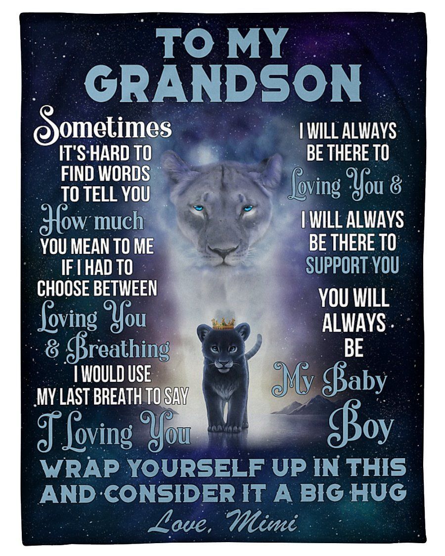 Mimi To Grandson Customized Name Lion Always Be There To Love You Fleece Blanket Fleece Blanket
