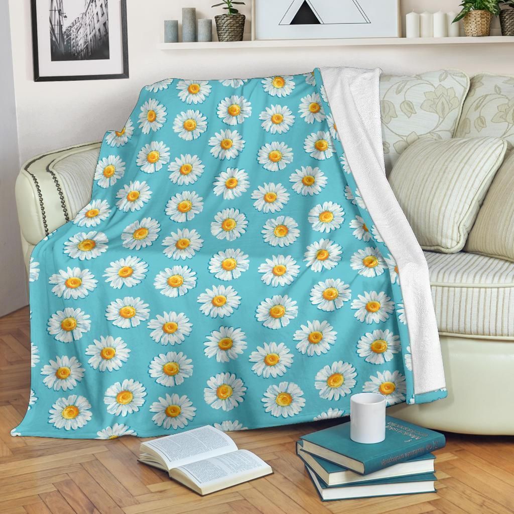 Mini Daisy Pattern Print Design Fleece Blanket