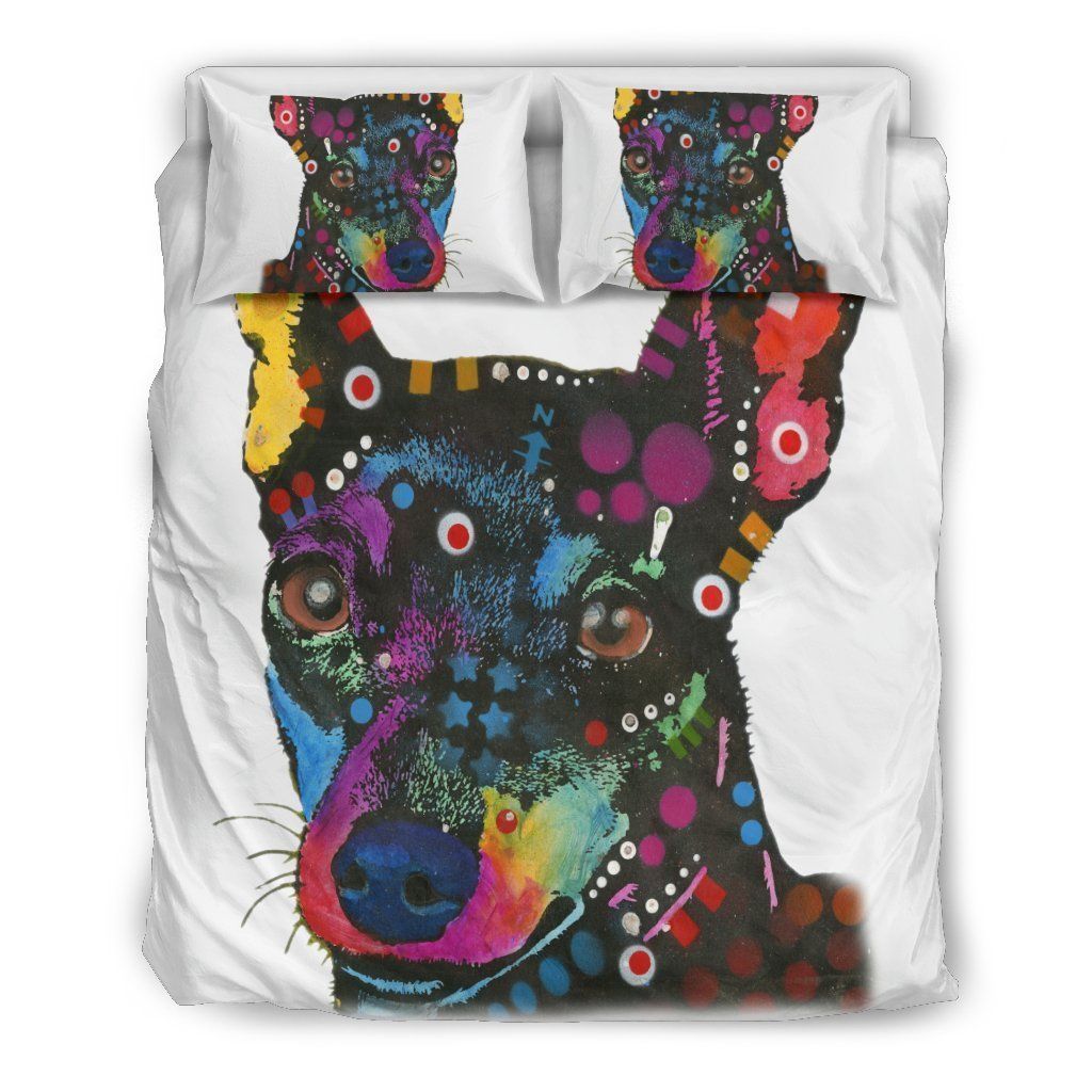 Miniature Pinscher Colorful Dog Painting Blanket Fleece Blanket