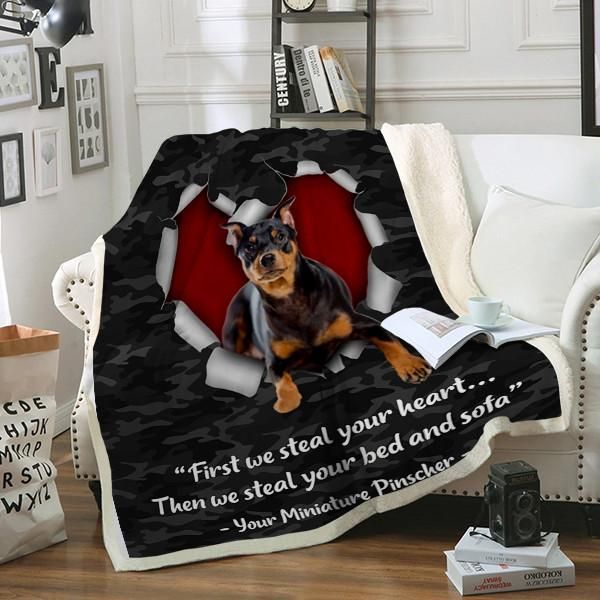 Miniature Pinscher Dog Sherpa Fleece Blanket