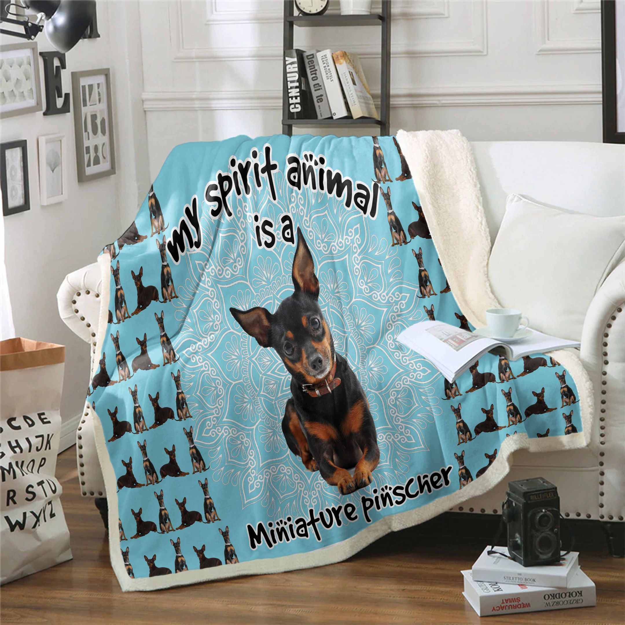 Miniature Pinscher Is My Spirit Animal Sherpa Fleece Blanket