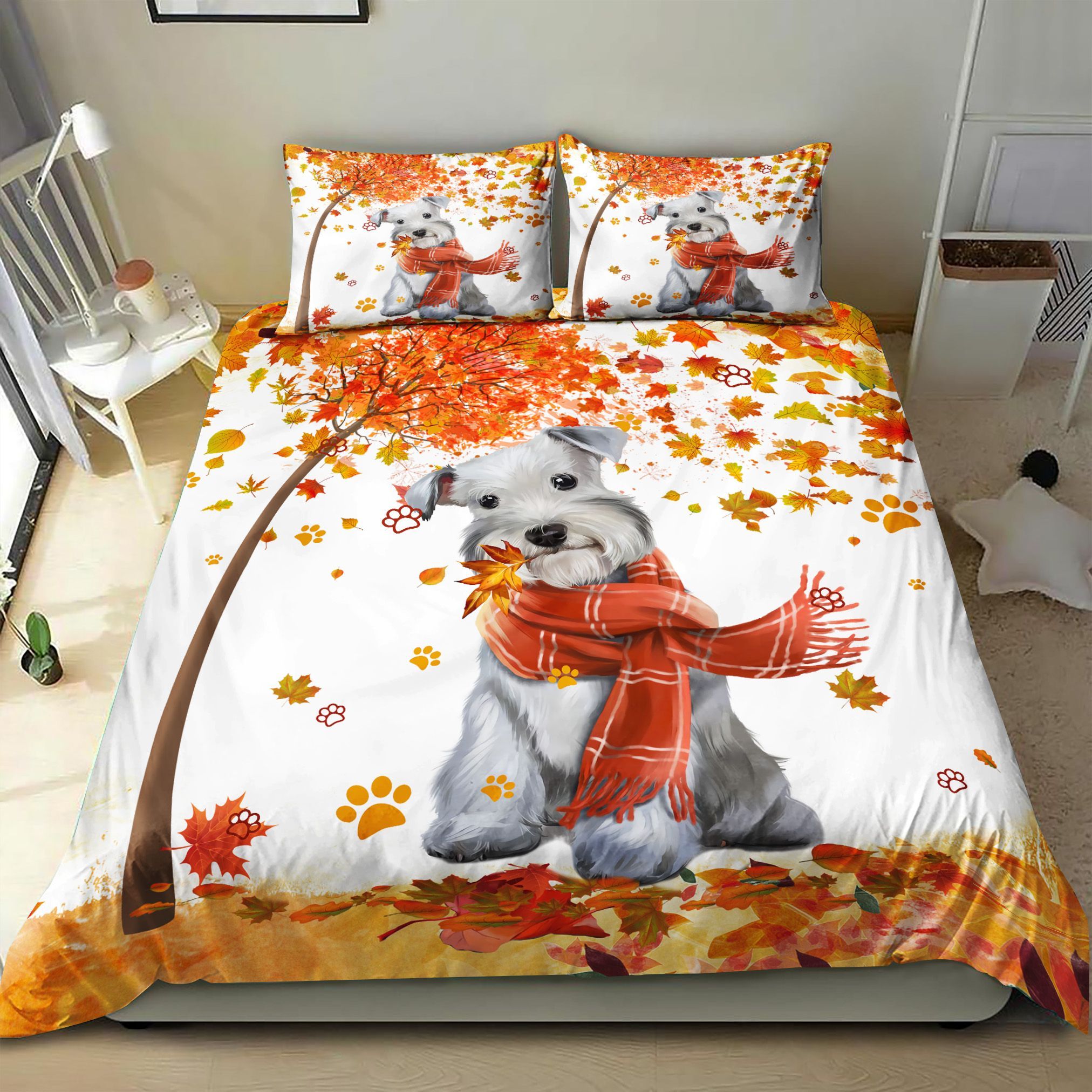 Miniature Schnauzer Autumn Bedding Set
