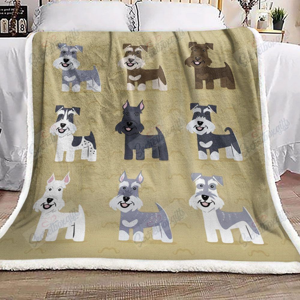 Miniature Schnauzer Cartoon Fleece Blanket