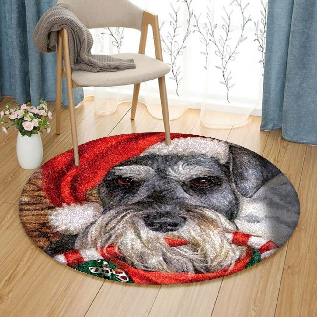 Miniature Schnauzer Christmas Round Carpet