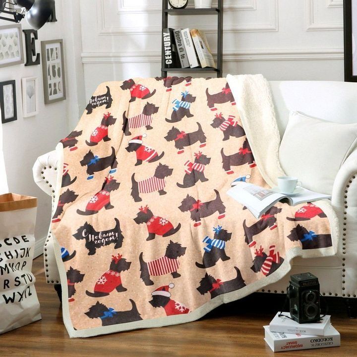 Miniature Schnauzer Christmas Fleece Blanket