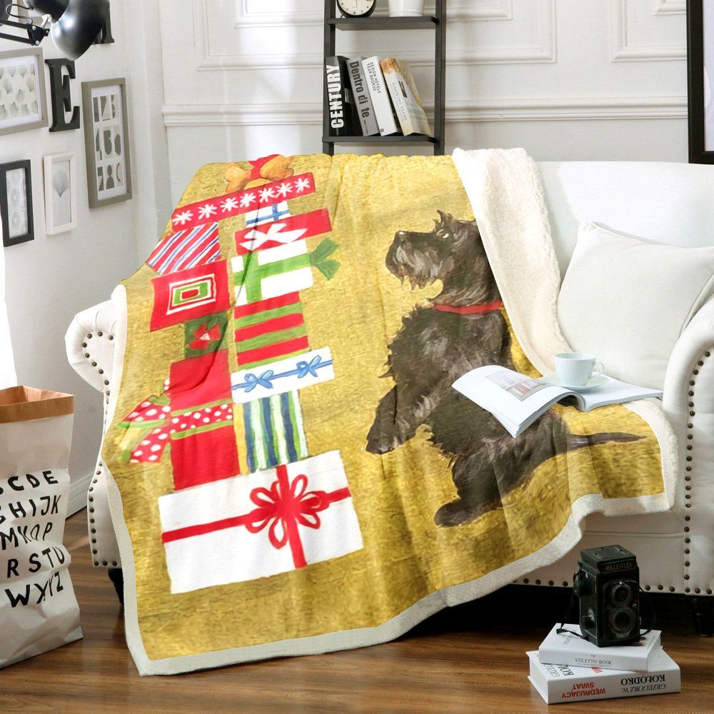 Miniature Schnauzer Christmas Sherpa Fleece Blanket