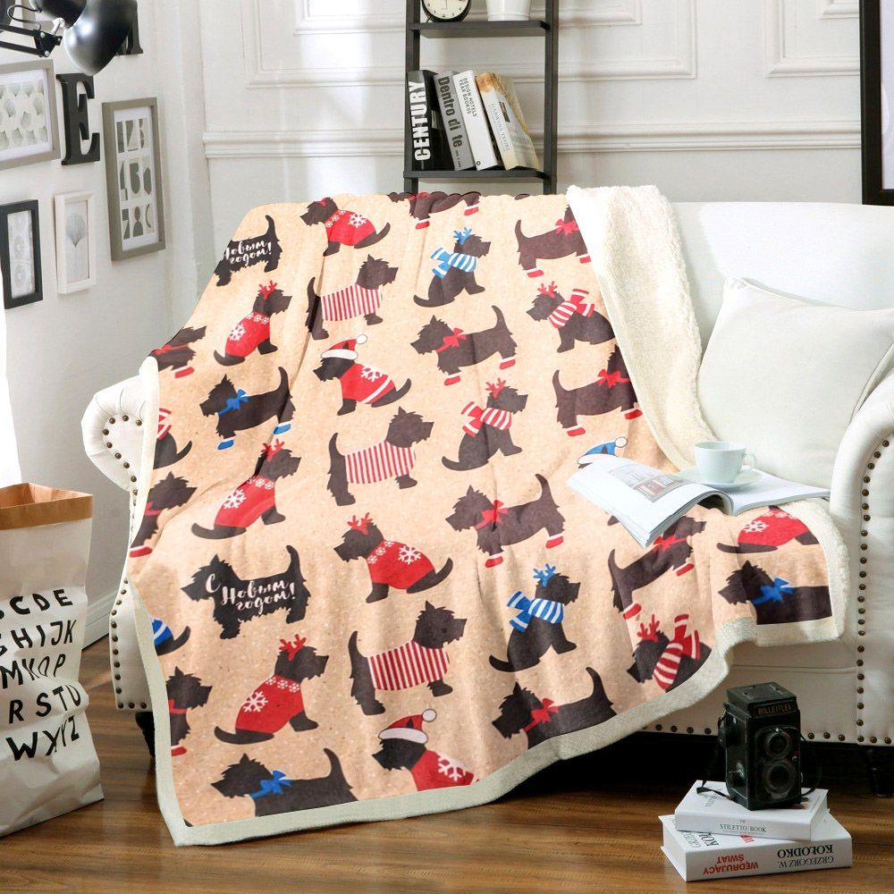 Miniature Schnauzer Christmas Sherpa Fleece Blanket