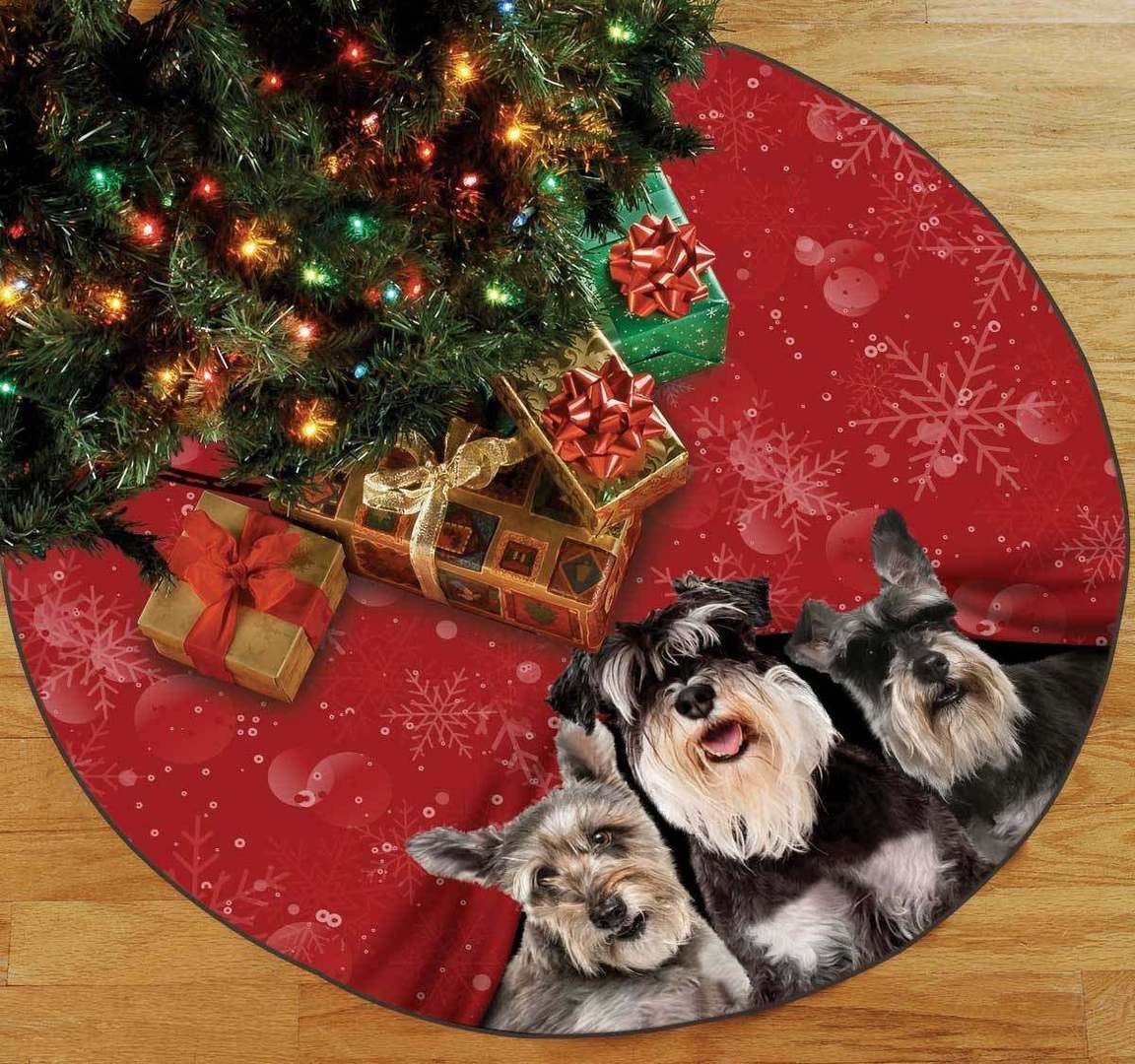Miniature Schnauzer Christmas Tree Round Carpet