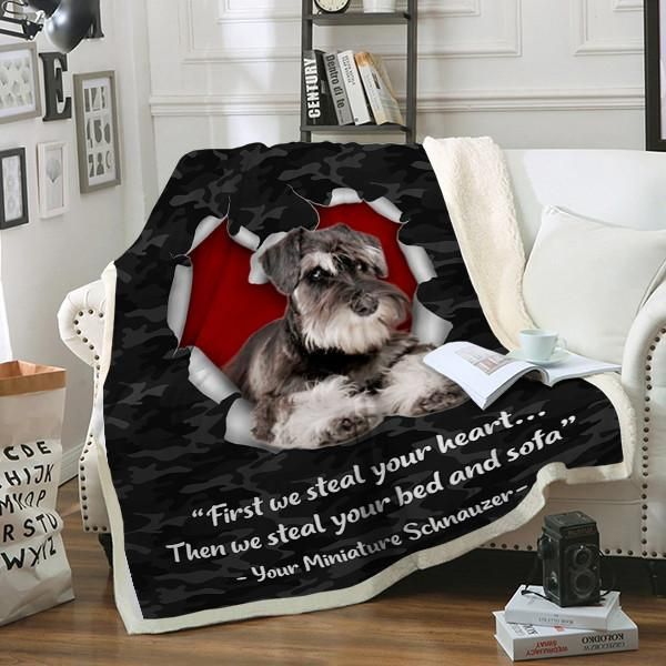 Miniature Schnauzer Dog Sherpa Fleece Blanket