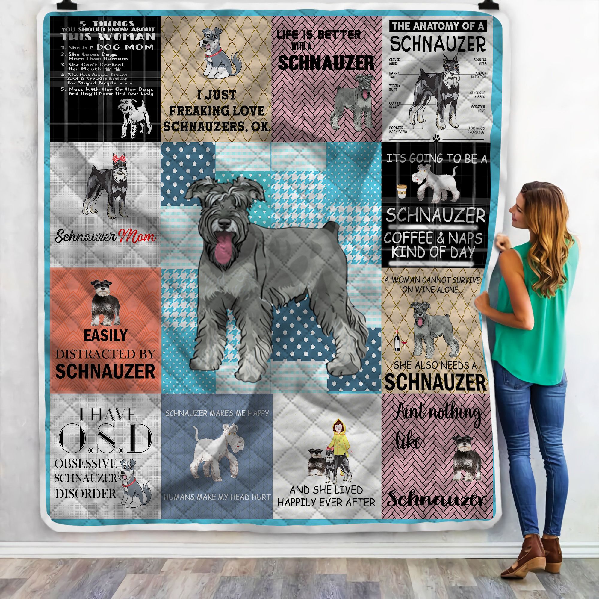 Miniature Schnauzer I Need Your Paw Fleece Blanket