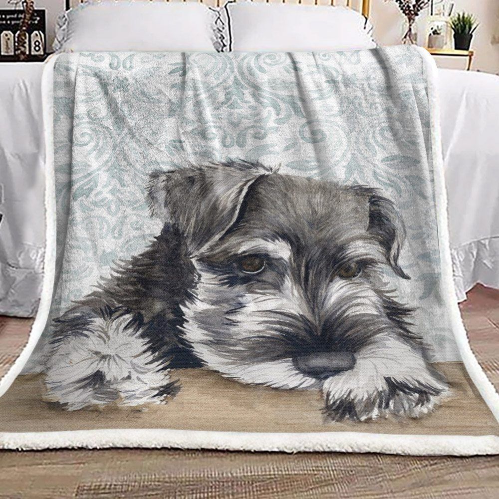 Miniature Schnauzer Sad Sherpa Fleece Blanket