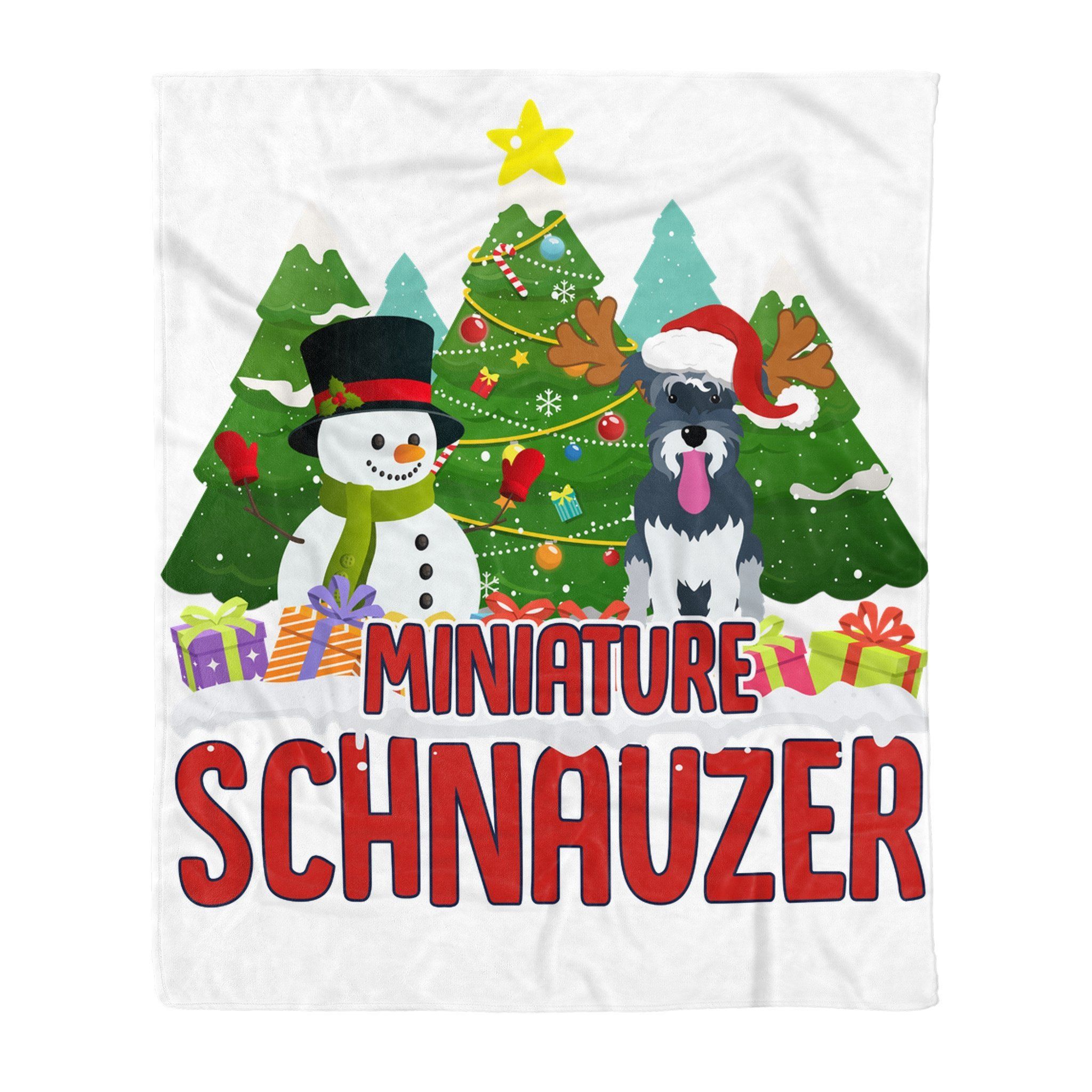 Miniature Schnauzer Snowman Christmas Sherpa Fleece Blanket