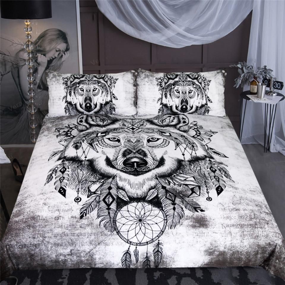 Minimal Dreamcatcher Wolf Bedding Set