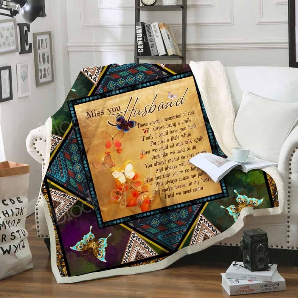 Miss You Husband Sherpa Fleece Blanket