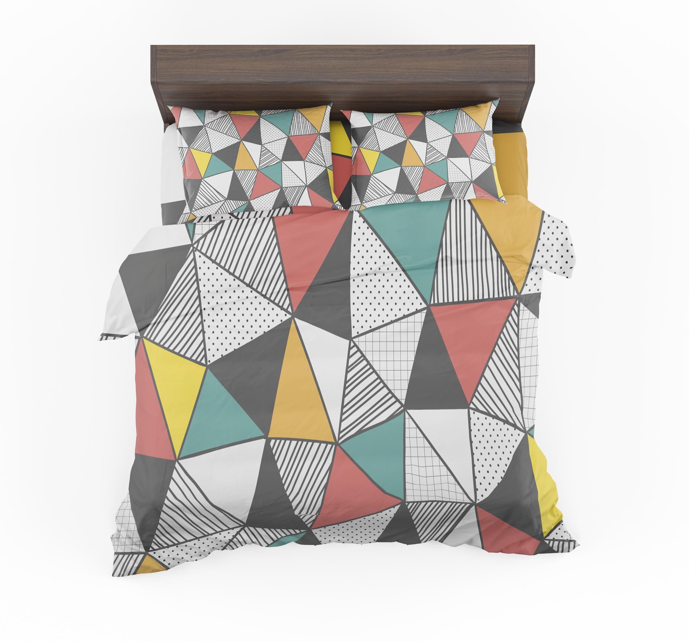 Mixed Triangles Designed Bedding Set