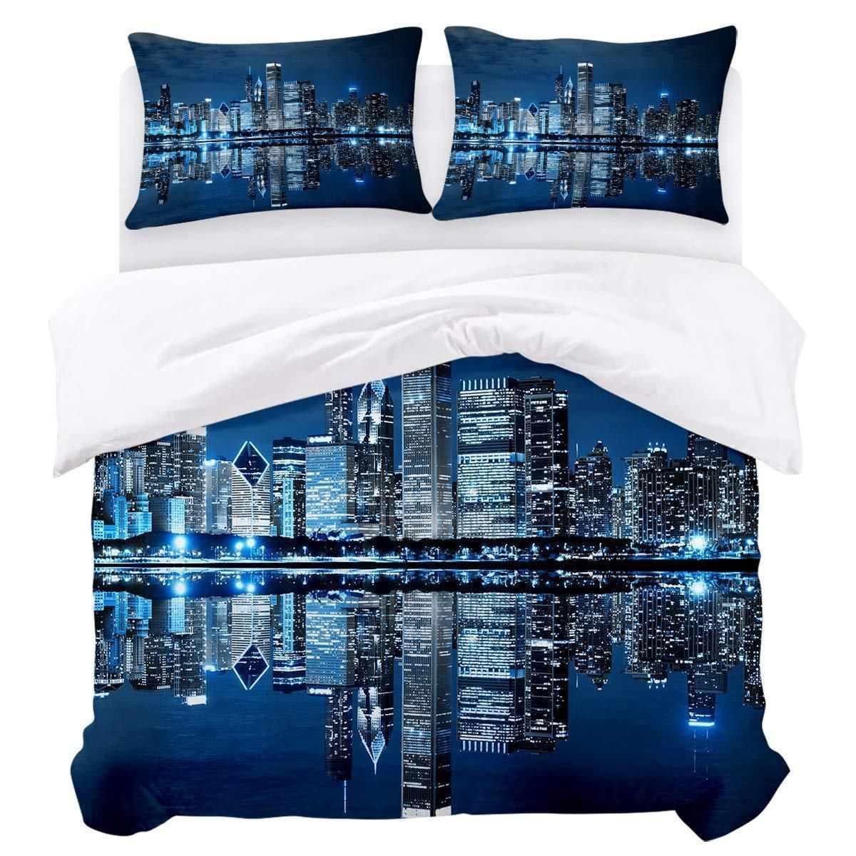 Modern Chicago Cityscape Bedding Set