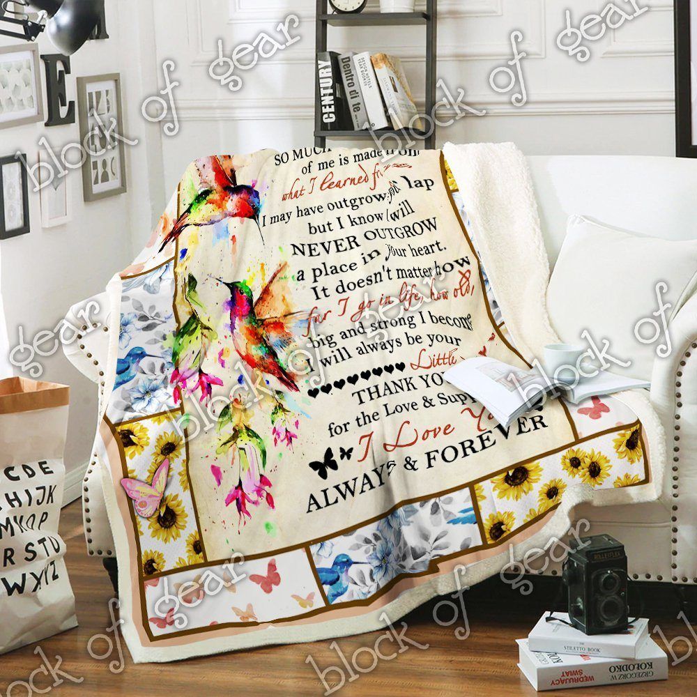 Mom Always Be Your Little Girl Hummingbird Sherpa Fleece Blanket