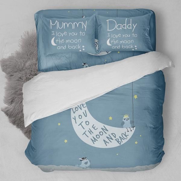 Mom And Dad Love You To The Moon And Back Bedding Set