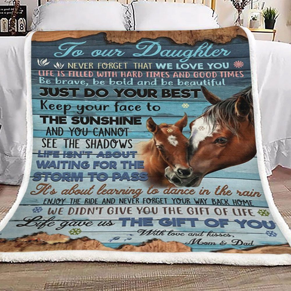 Mom And Dad To Daughter Sherpa Fleece Blanket