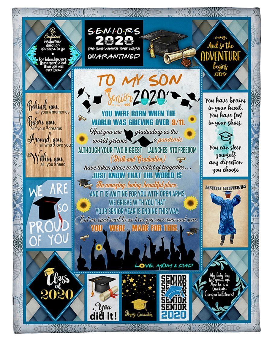 Mom And Dad To Son Fleece Blanket We Are So Proud Of You Class Of 2020 Fleece Blanket