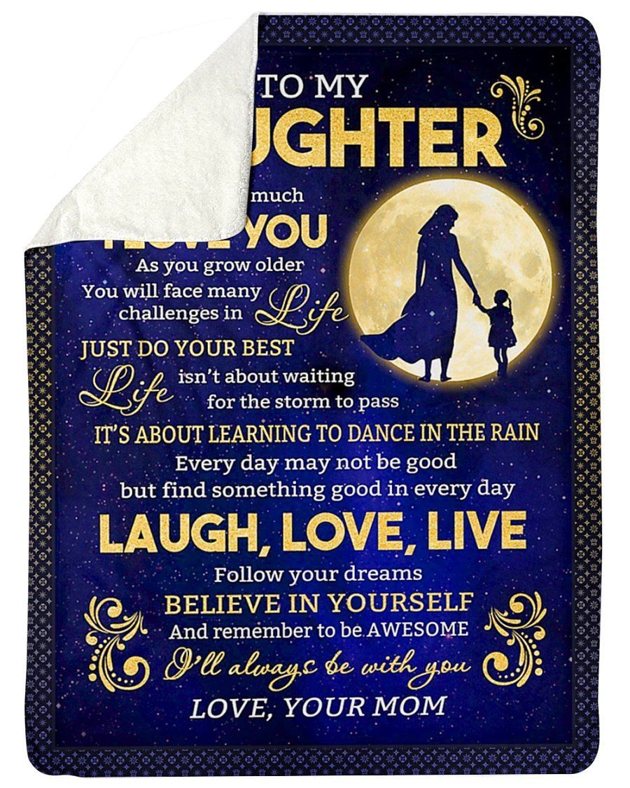 Mom And Daughter Under The Moon Fleece Blanket To Daughter Sherpa Blanket