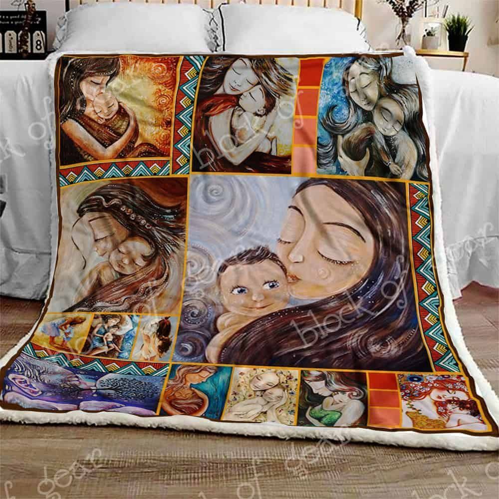 Mom And Son Sherpa Fleece Blanket