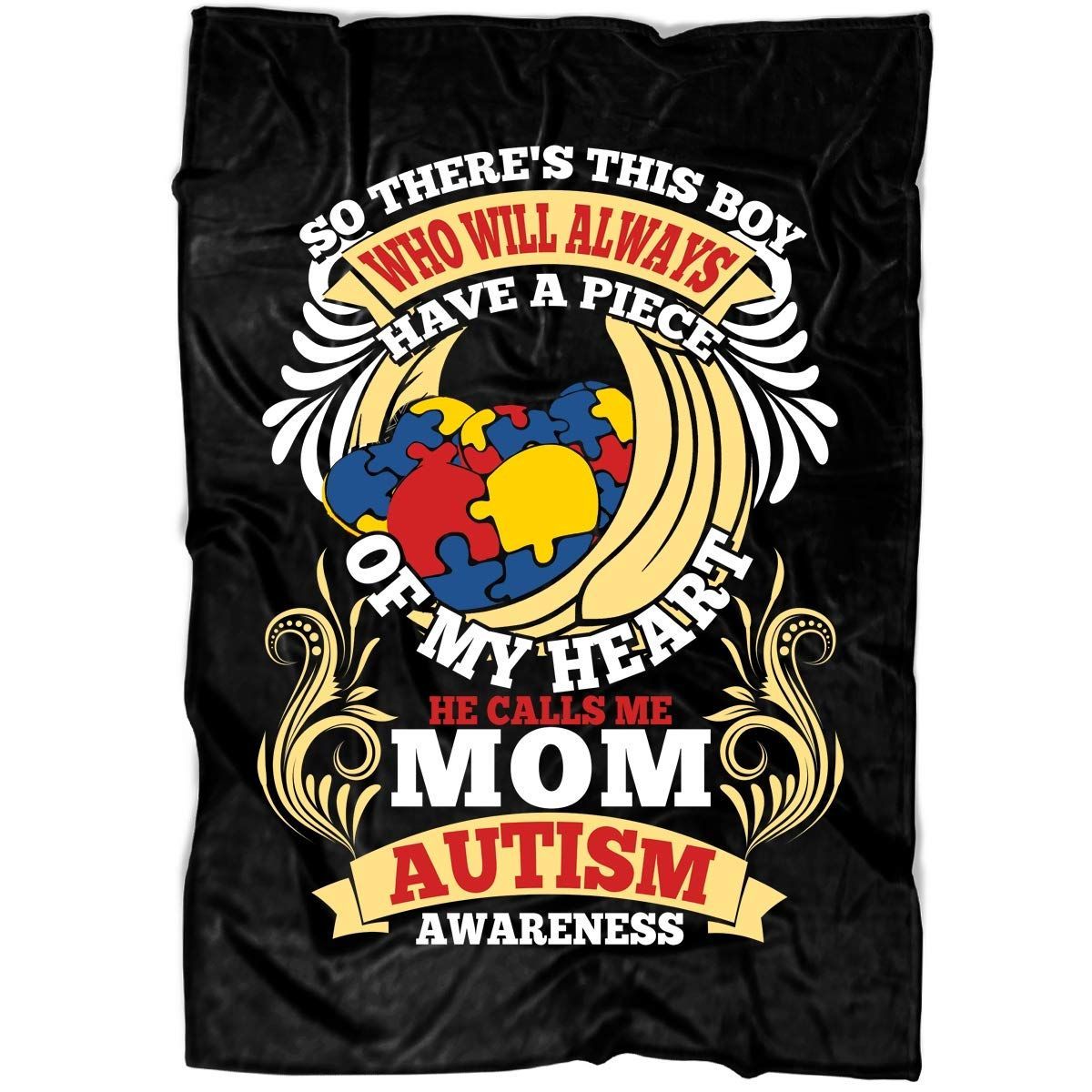 Mom Autism Awareness Sherpa Fleece Blanket