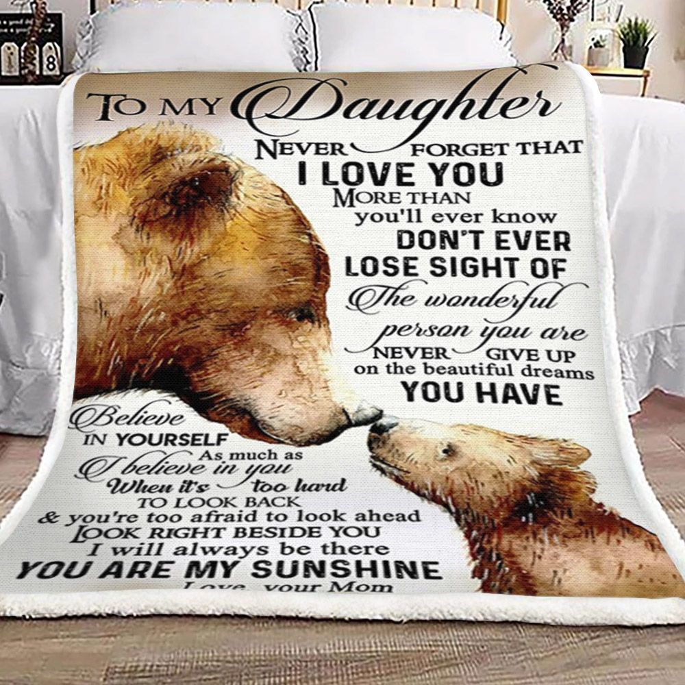 Mom Bear To Daughter Sherpa Fleece Blanket