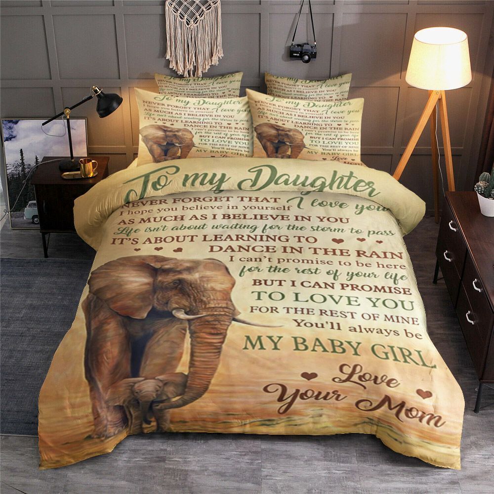 Mom Elephant To Daughter Bedding Set