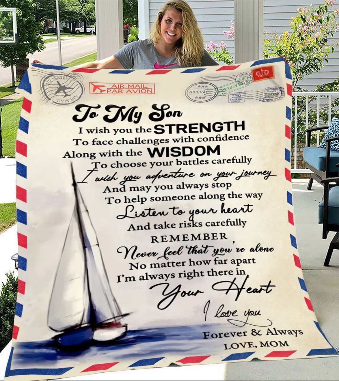 Mom Gift For Son I Am Always Right There In Your Heart Fleece Blanket