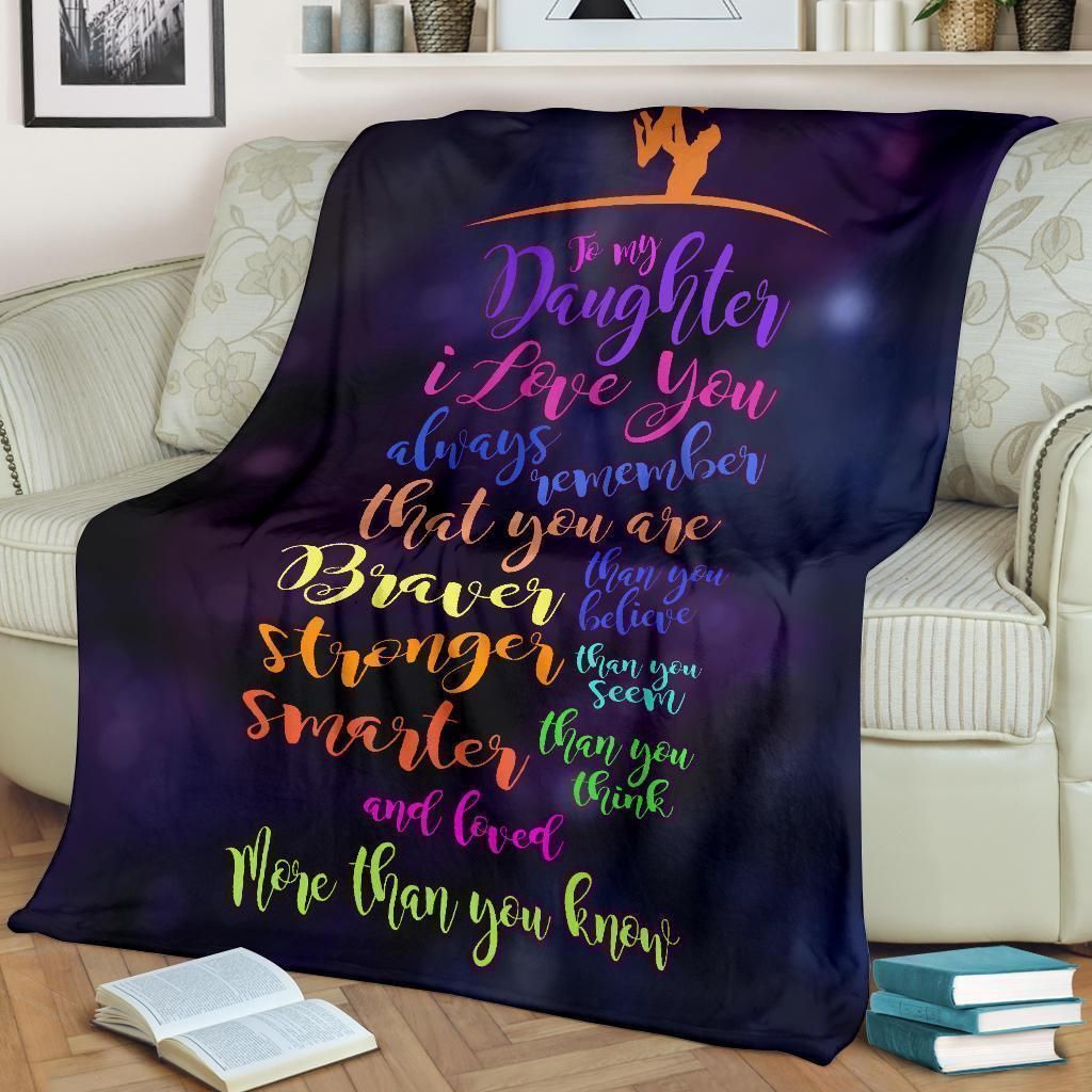 Mom Giving Daughter I Love You Always Remember Fleece Blanket