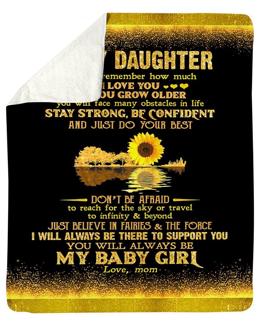 Mom Giving Daughter Sunflower Fleece Blanket How Much I Love You Sherpa Blanket