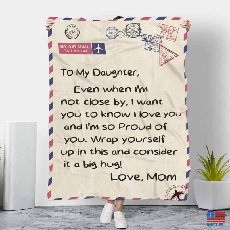 Mom Giving Daughter Wrap Yourself Printed Fleece Blanket