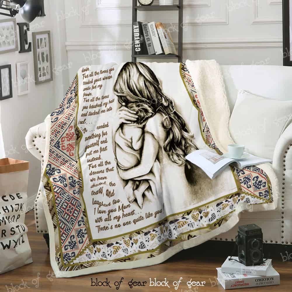 Mom I Love You With All My Heart Sherpa Fleece Blanket