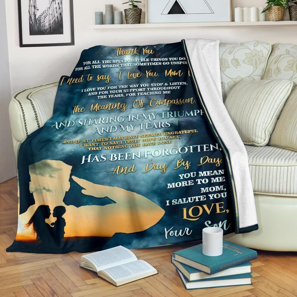 Mom I Salute You Gift From Son Fleece Blanket