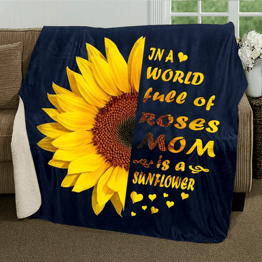 Mom Is A Sunflower Sherpa Fleece Blanket