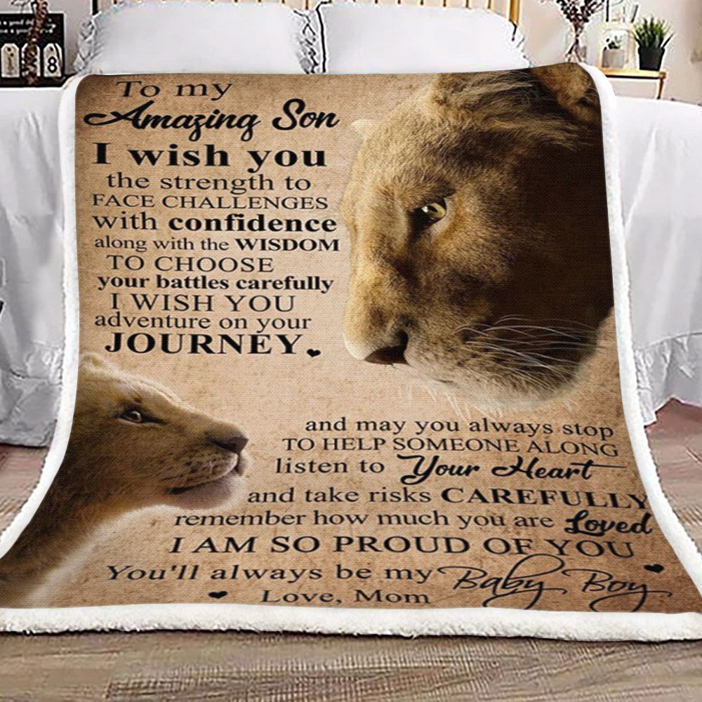 Mom Lion To Son Sherpa Fleece Blanket