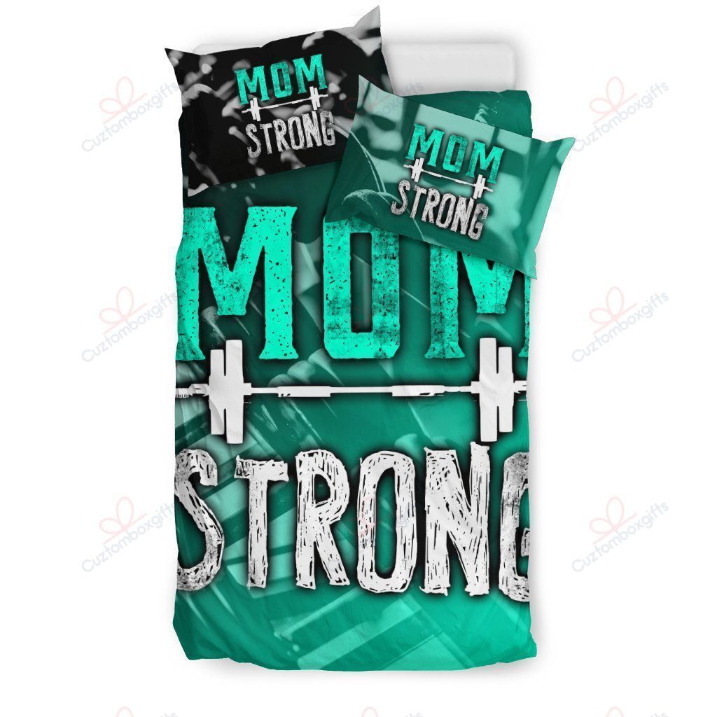 Mom Strong Green Printed Bedding Set