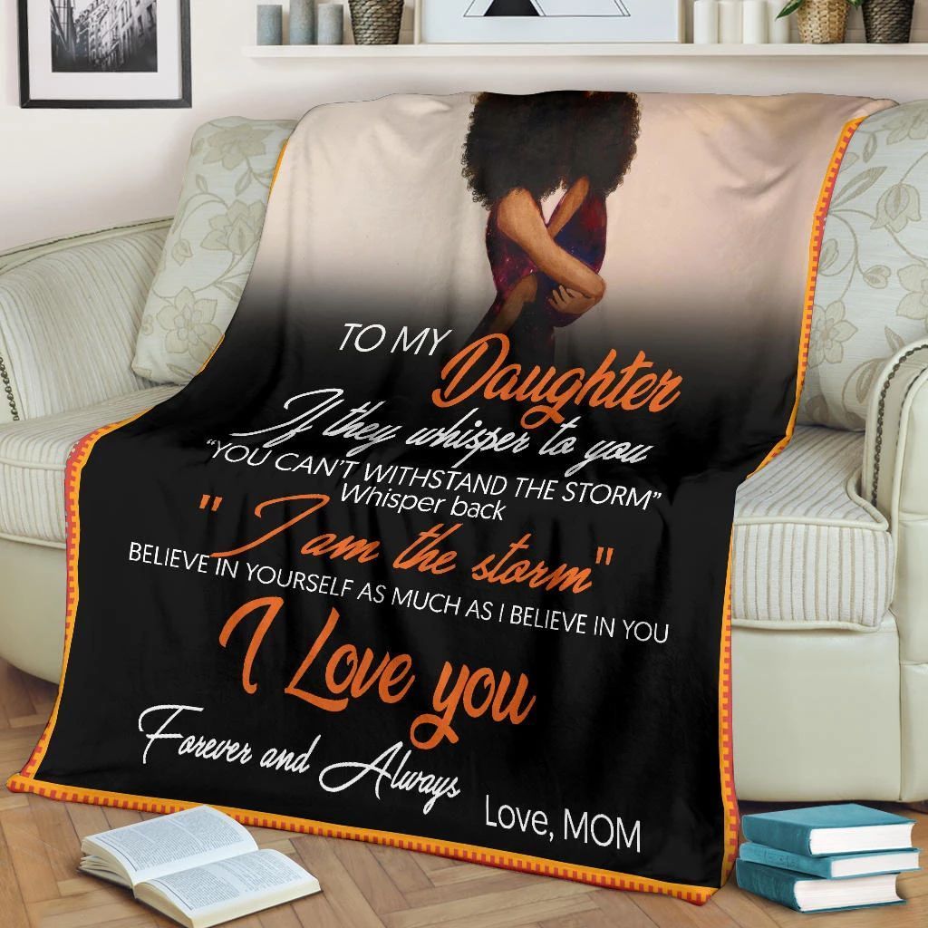 Mom To Daughter Black Girl Sherpa Fleece Blanket