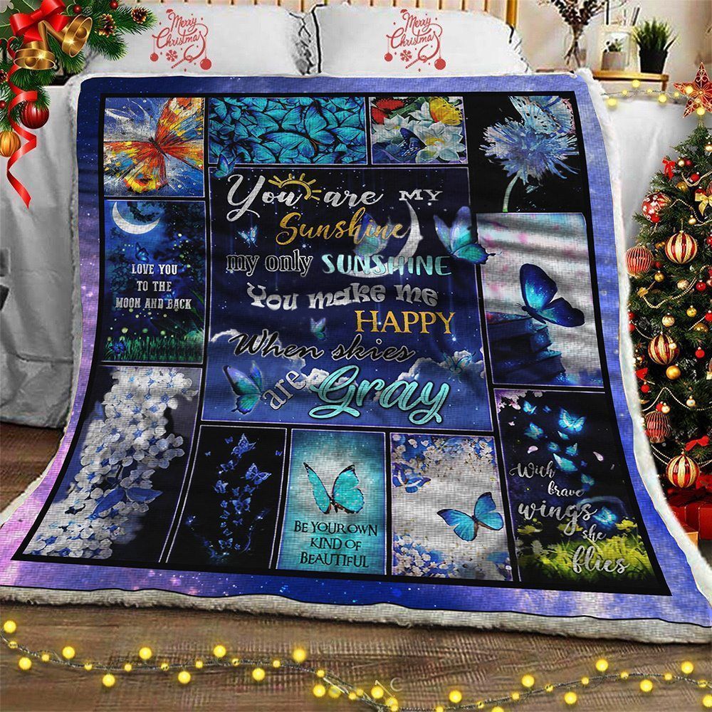 Mom To Daughter Butterfly Sherpa Fleece Blanket