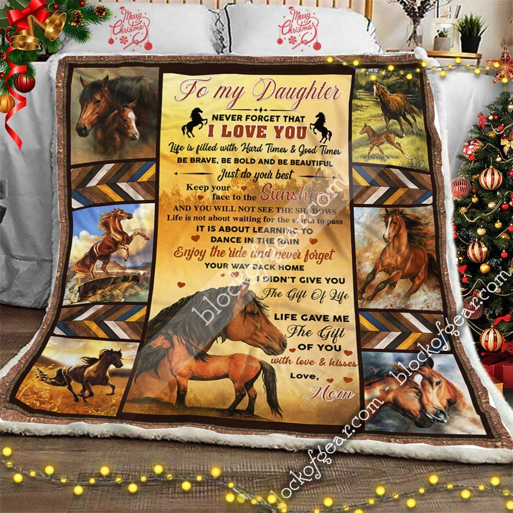 Mom To Daughter Horse I Love You Sherpa Fleece Blanket