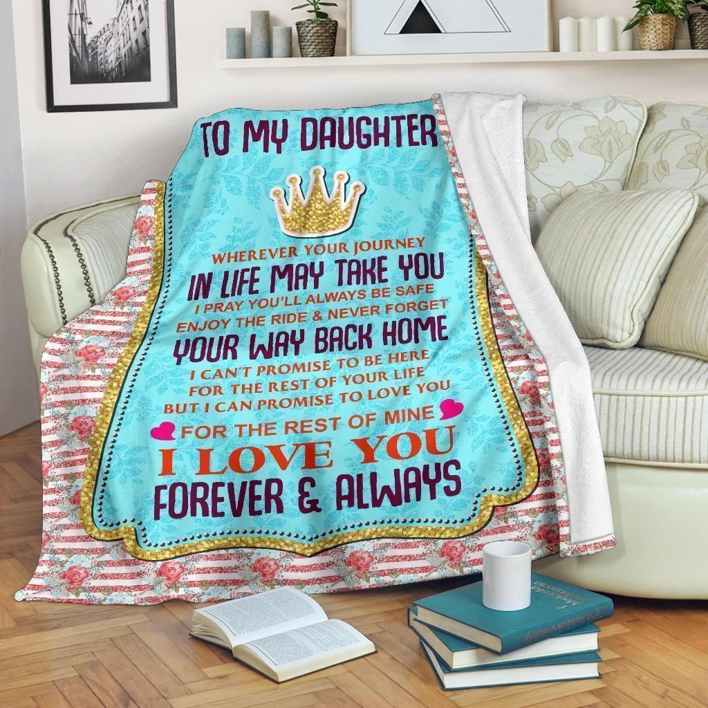 Mom To Daughter I Love You Forever Always Fleece Blanket