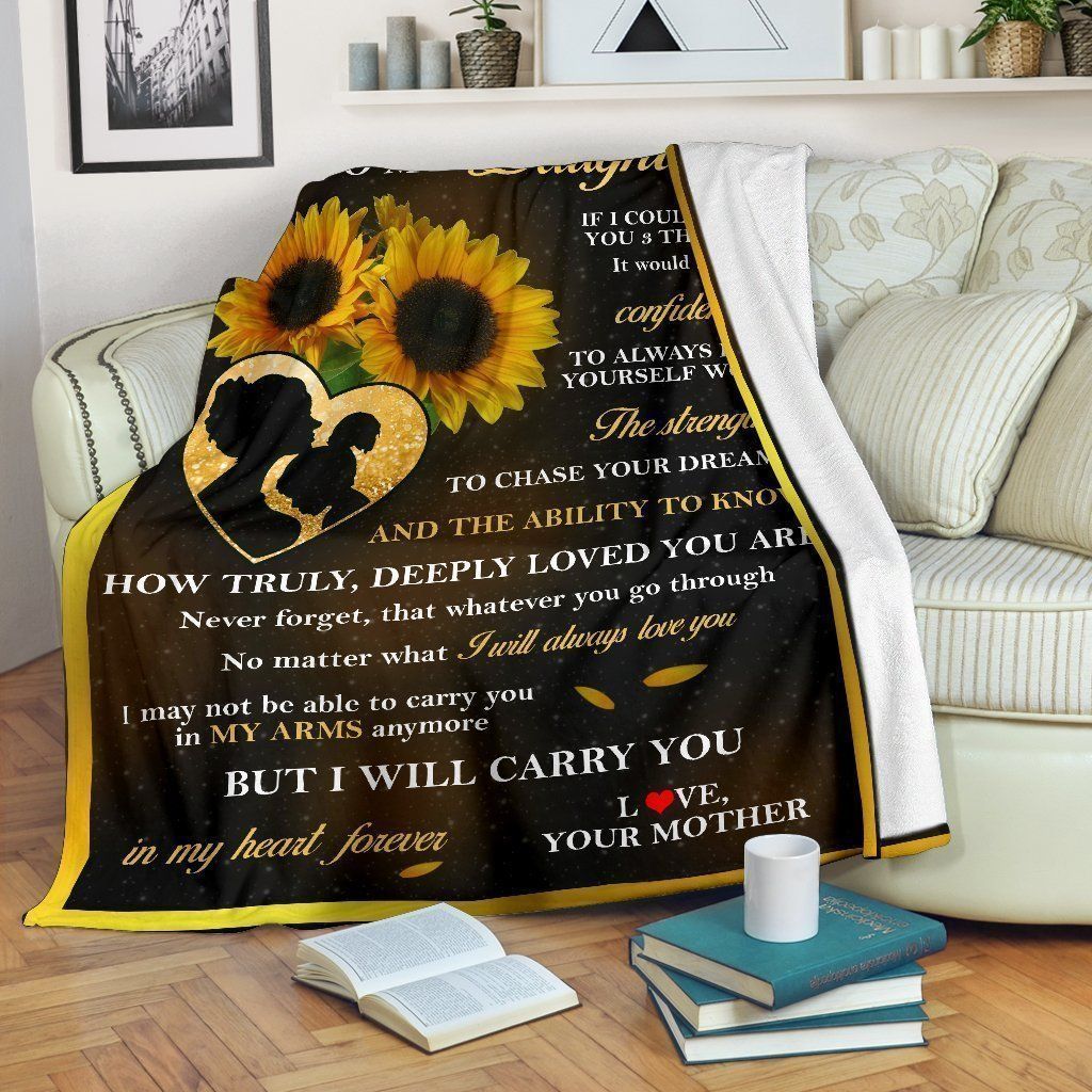 Mom To Daughter Live Like Sunflower Fleece Blanket
