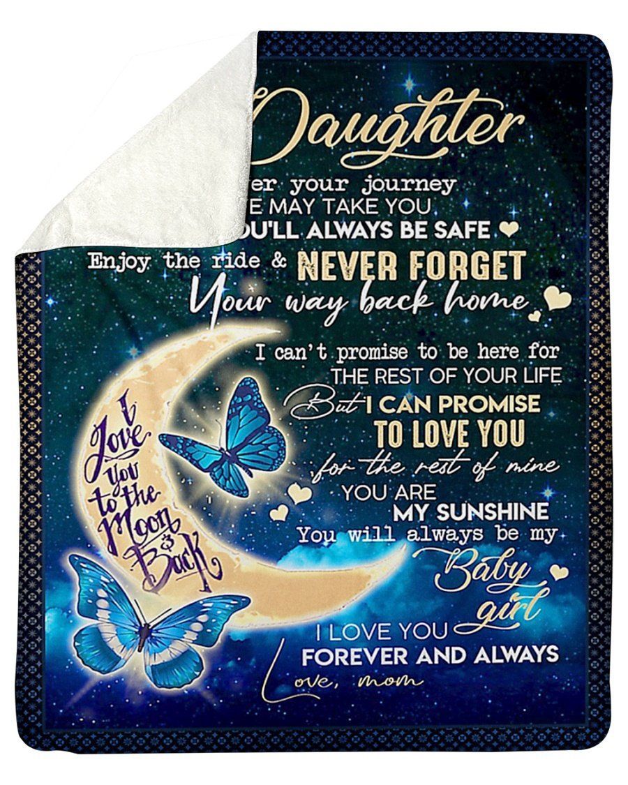 Mom To Daughter Love You To The Moon And Back Fleece Blanket Sherpa Blanket