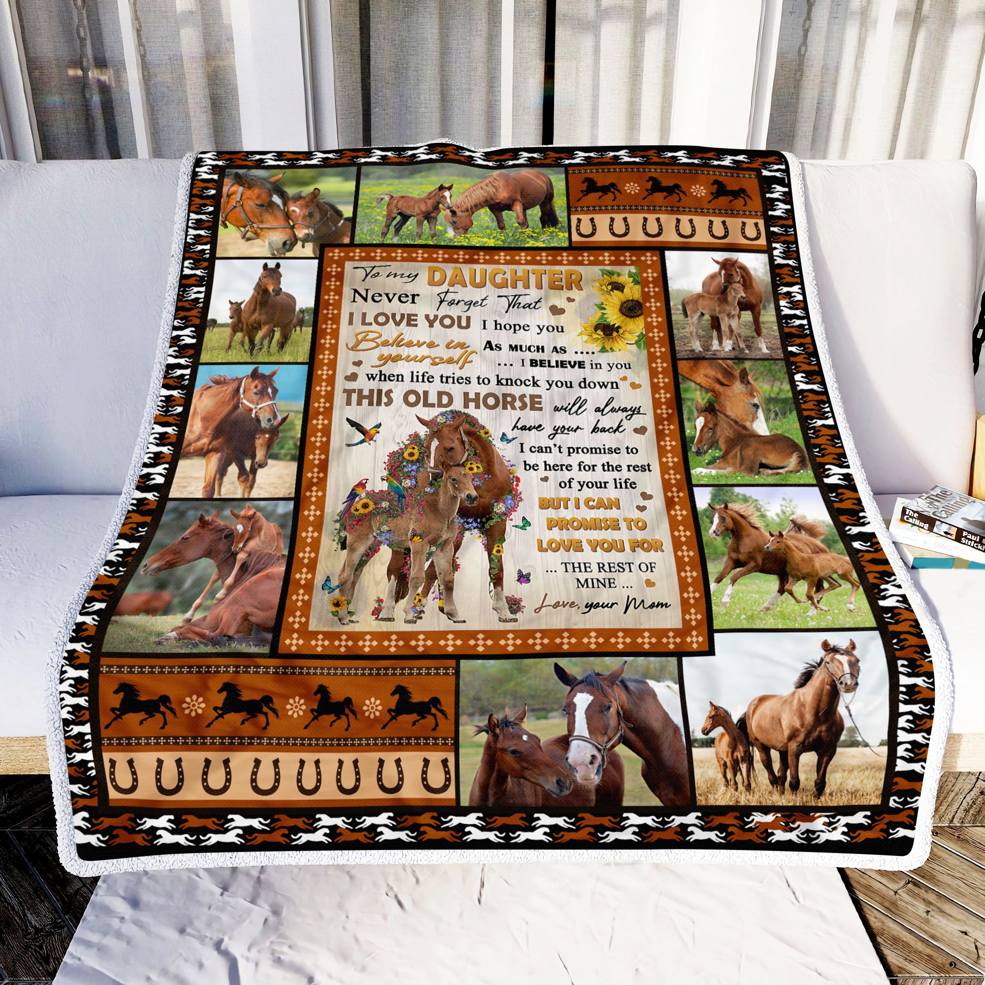 Mom To Daughter Never Forget That I Love You Horse Fleece Blanket