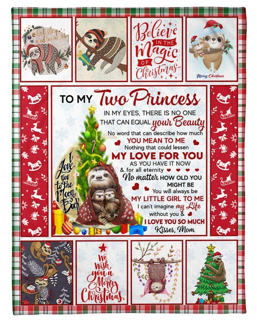 Mom To Daughter Sloth Believe In The Magic Of Chritsmas Fleece Blanket Fleece Blanket