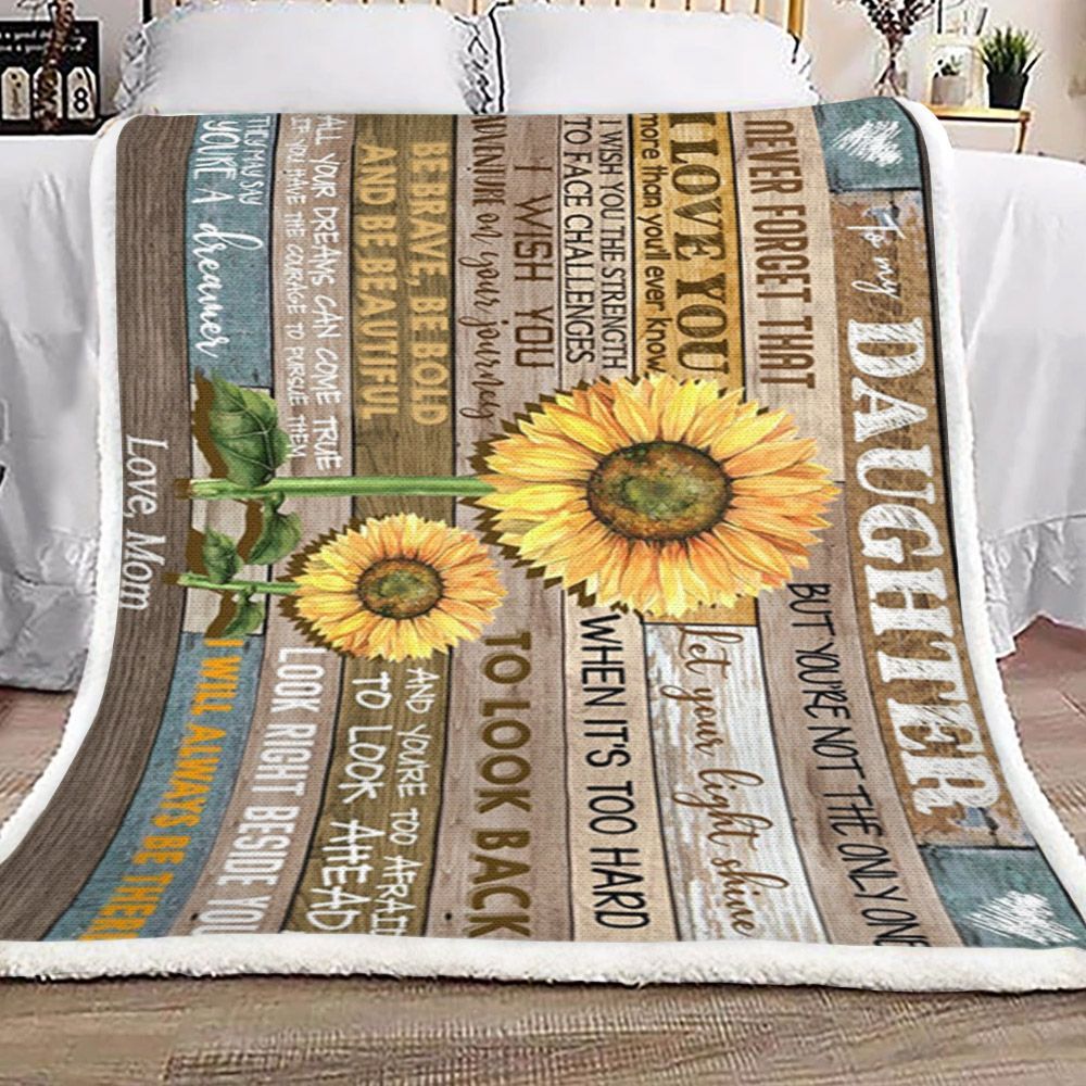 Mom To Daughter Sunflower Sherpa Fleece Blanket